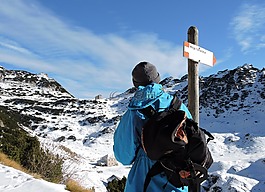 徒步旅行,男子,山