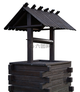 噴泉,木,水