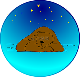 熊,睡眠,天空