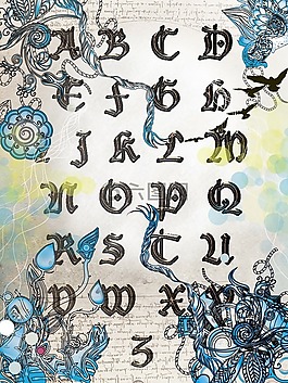 字母,信件,字體