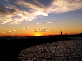 日落,云