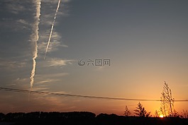 天空,傍晚,落霞