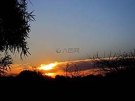 日落,光明,橙色