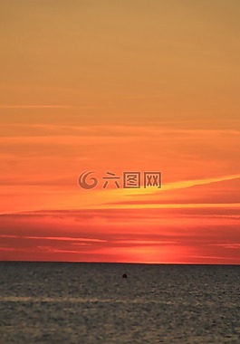 日落,水,湖