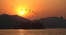 夕陽,東湖,武漢