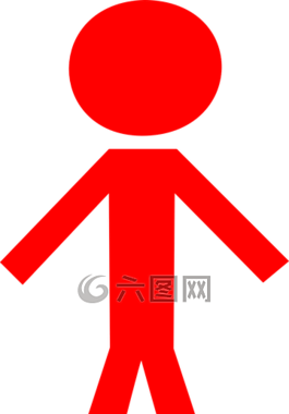 簡筆圖,紅色,男子