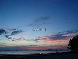 日落,天空,自然