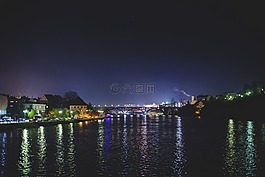 城市夜,河,橋
