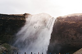 瀑布,自然,天空
