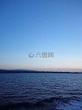 海,藍色,日落