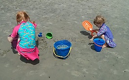 海灘,沙,孩子們