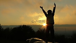 男孩,太阳,城市