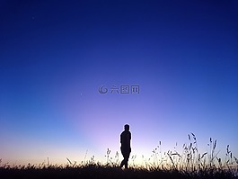日出,側(cè)影,人