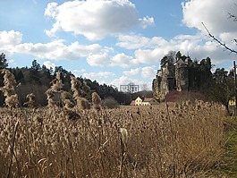 城堡石,廢墟,草地