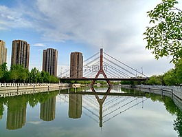 橋,倒影,河