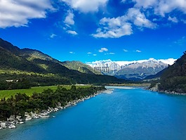 whataroa河,新西蘭,天空