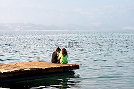 海,孩子们,海滩