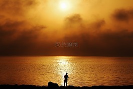 多云,太陽,海灘