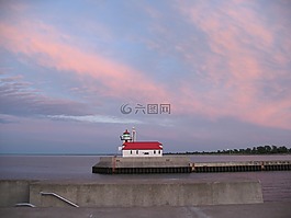 日落,燈塔,天空