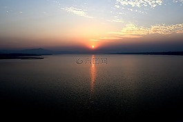 日落,水,日出