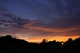 天空,日落,云
