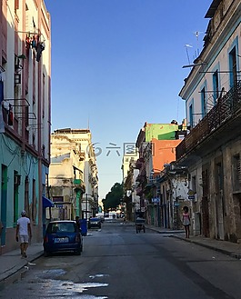 古巴,街道,日落