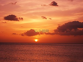 日落,海,海洋