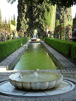阿罕布拉,池塘,花園