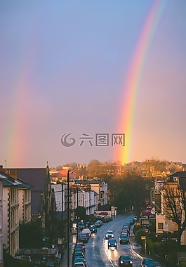 天空,彩虹,日落