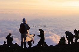 山,高原,云