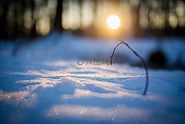 寒冬,雪,日出