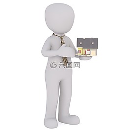 傳真,白人男性,3d模型