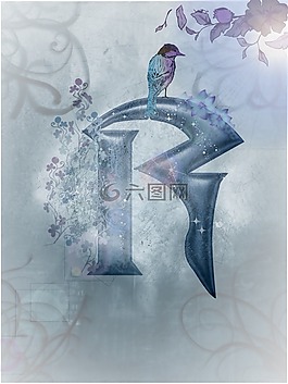 蓝色,字母,信