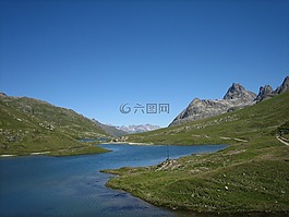 高山,湖,山