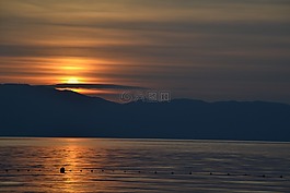 日落,海,海灘