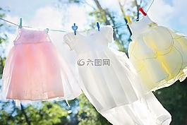 曬衣繩,小女孩的衣服,洗衣