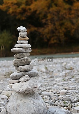 石塔,河,水