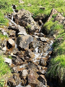 山中的小溪,高山,景观