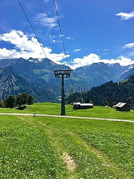 山区铁路,glarus,草地