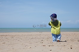 海灘,孩子,海景