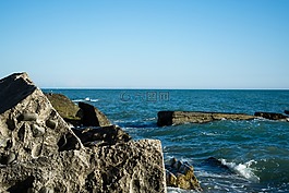 海,天空,巨石