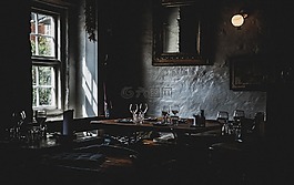 黑暗,餐廳,表