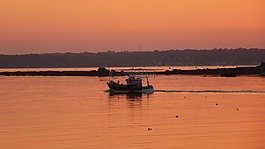 日落,海,布列塔尼