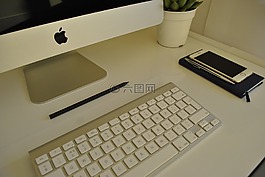 的imac,辦公桌,白