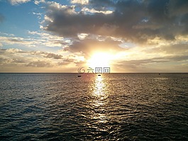 海洋,日落,黄昏