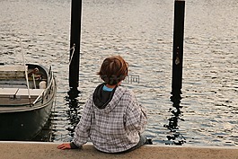 孩子,海,寂寞