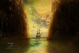 照片處理,照片蒙太奇,海灣水