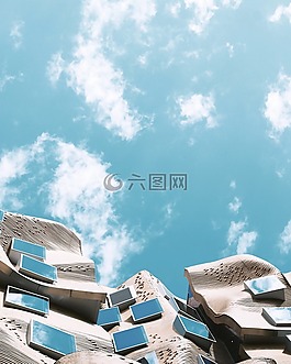 藍(lán)色,天空,云