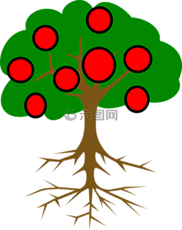 樹,蘋果,根