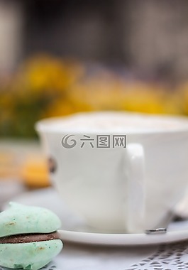 咖啡杯,咖啡廳,餅干